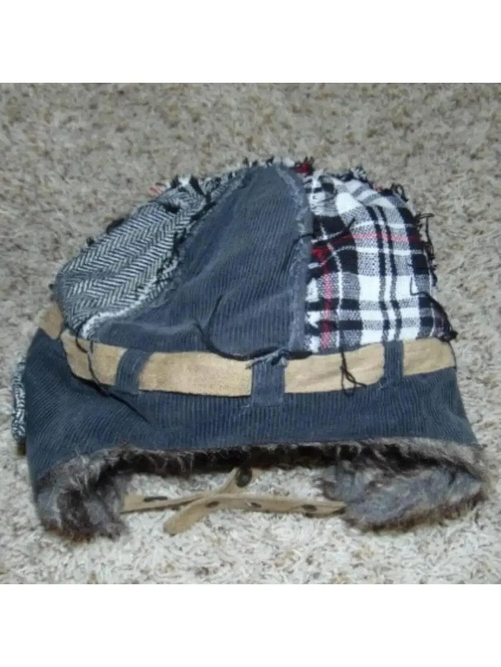 Boys Winter Trapper Hat Apt 9 Gray Patchwork Fx Fur Front Cap Hat Kids Polyester
